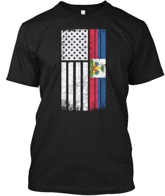 

Haitian American Flag Tee T shirt Made in the USA Size S to 5XL 3XL