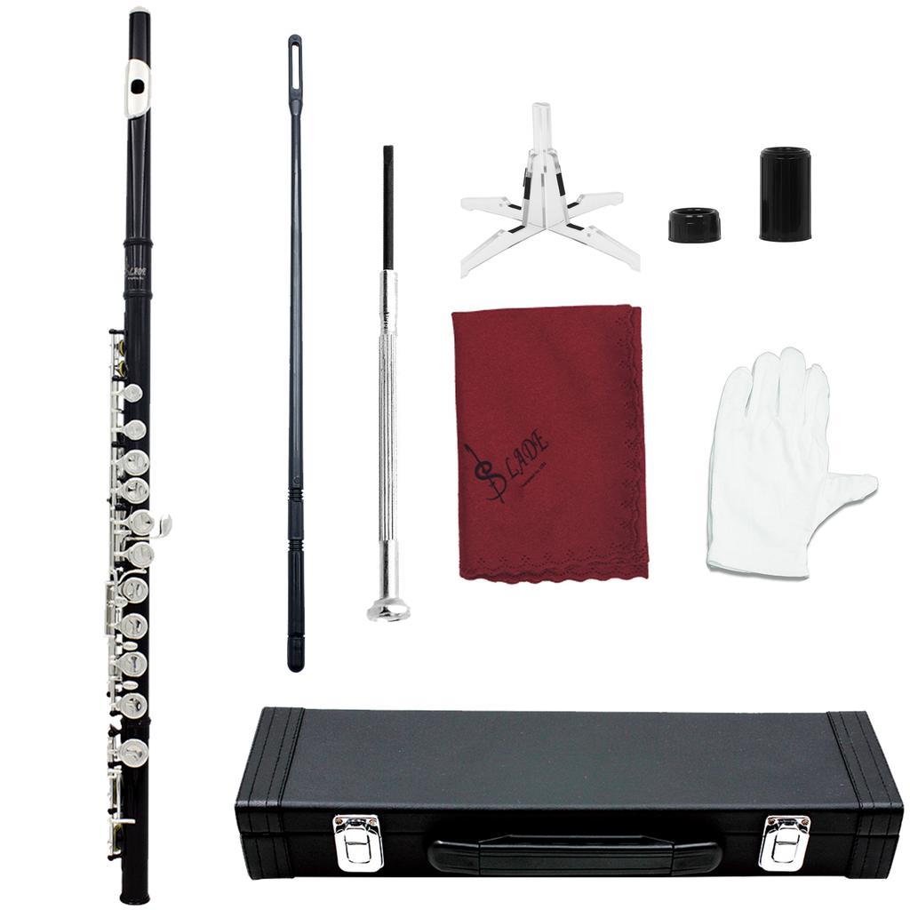 SLADE 16 Closed Holes Flute C Key Black Flute with E Key Transverse Flute Professional Woodwind Instruments Accessories