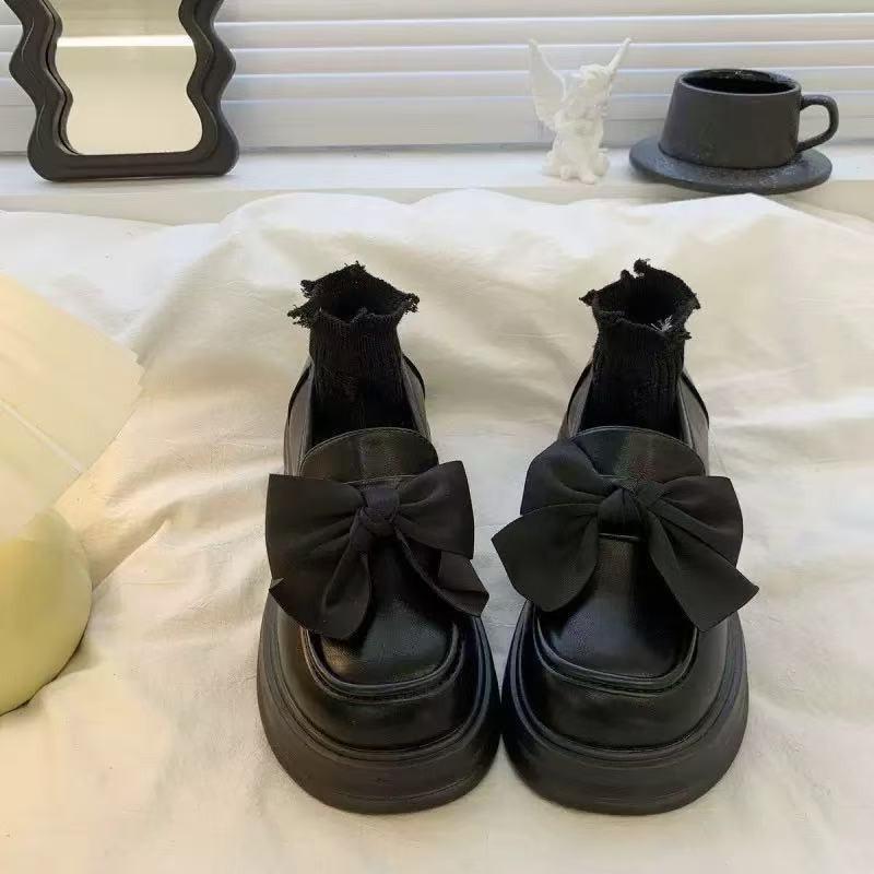 Sweet bow muffin shoes women's new spring and autumn Mary Jane all-inclusive with skirts versatile single shoes