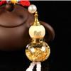 Luxury Gold Foil Gourd Crystal Car Ornament Pendant Amulet