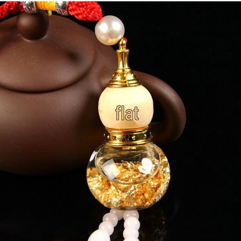 Luxury Gold Foil Gourd Crystal Car Ornament Pendant Amulet