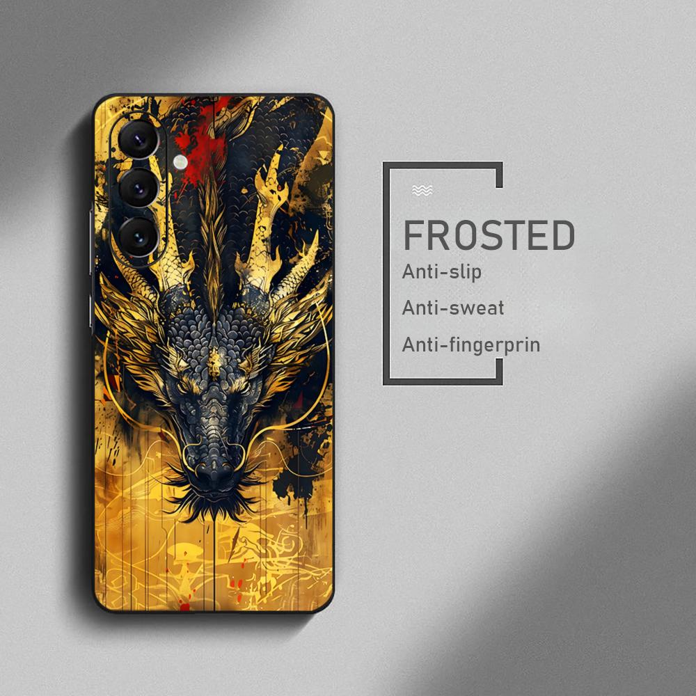 Japanese Dragon Popular Art Phone Case For Samsung Galaxy S26 S25 S24 S23 S22 S21 Plus Ultra Note20 Soft Black