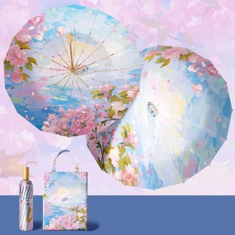 16 bone aluminum alloy double-layer vinyl double-sided parquet super large windproof sun protection ultraviolet rain protection