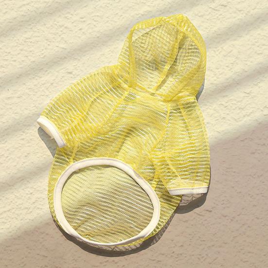 Pet Clothes Lightweight Mesh Fabric Hooded Short Sleeve Breathable Sun Protection Clothes Easy Wash Quick Drying Pet Vest