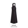 Elegant 2024 Winter Halter Neck Long Dress - Women's European & American Style Fashion