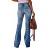 Womens High Waisted Jeans Flare Stretch Boyfriend Bootcut Casual Denim Pants Cat's Whiskers Stretch Wide Leg Women's Trousers