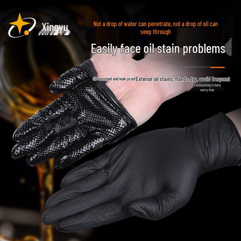 Star Universe FJ800 Extra Thick Nitrile Gloves - Oil Resistant, Waterproof, Non-Slip for Kitchen & Industrial Use