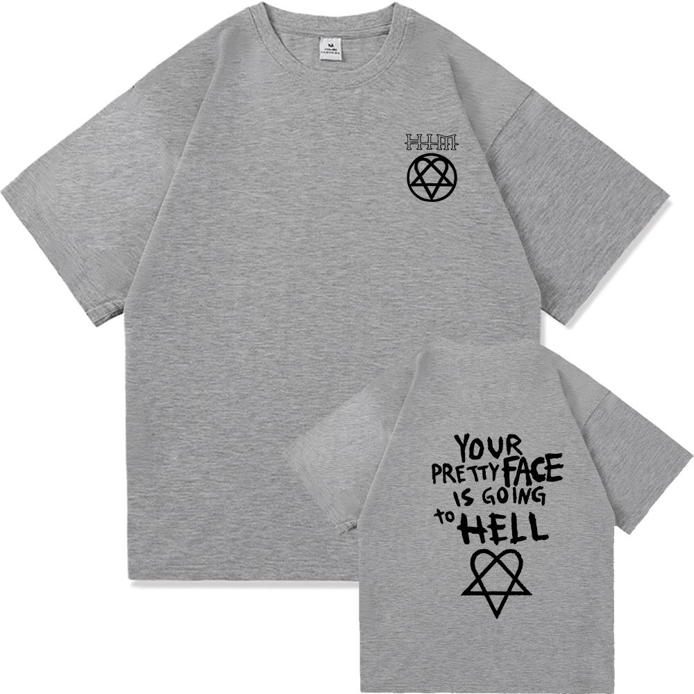Your Beautiful Face Is Going To Hell Tshirt He Ville Valo Mens Retro Harajuku Mens Summer Highquality Loose Cotton Tshirt