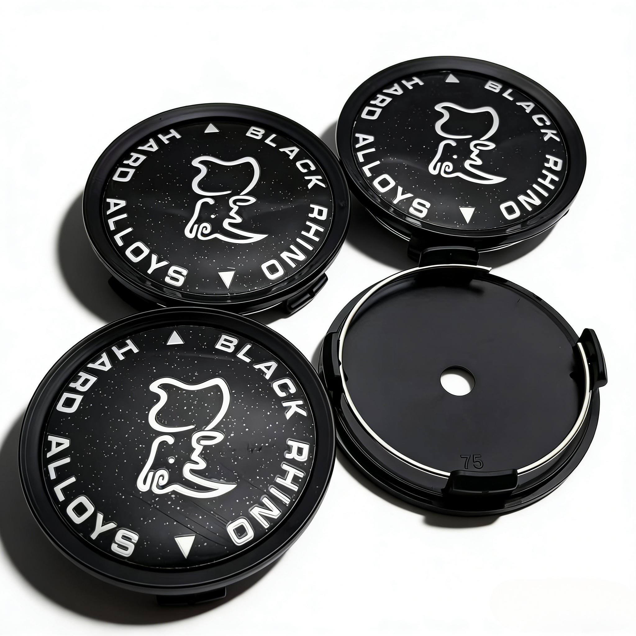 

4pcs Black Rhino Logo Emblem Badge Car Wheel Center Caps 75MM 70MM Wheels Hub Cap Rim Hubcaps Dust Cover Replace Car Accessories Black Rhino Badge&4pcs 75 Wheel Caps