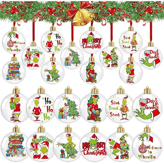 12Pcs Christmas Tree Ornaments Balls Whoville Christmas Tree Hanging Ornaments Decorations for Xmas Holiday Trees Home Decor 12