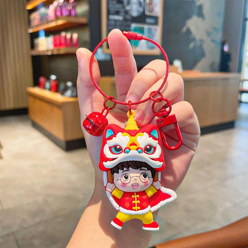 Lion Chinese Traditional Dance Keychain Silicone Car And Decoration Bag