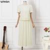 VONDA Women Outfits Short Sleeve Ruffled Blouse and Skirts Casual Two Piece Suit Elegant Sets