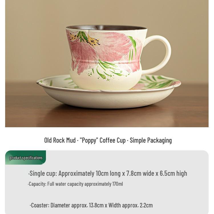 Oriental Poppy Ceramic Tea Cup - Elegant Light Luxury Design for Afternoon Tea