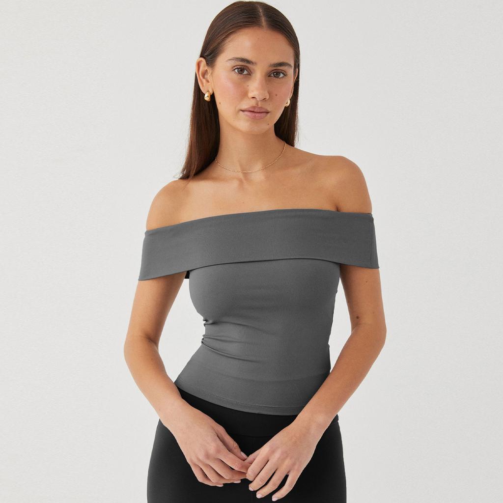 YYFS Women's Fashion Casual Summer Spring Solid Color Print Short Sleeve One Shoulder Blouses & Shirts