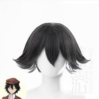 Ranpo Edogawa Cosplay Wig Cosplay Short 30cm Natural Black Heat Resistant Hair Anime Cosplay Wigs + Wig Cap