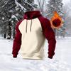 Men's Retro Casual Raglan Color-blocked Loose Hooded Casual Sweatshirt with Velvet and Thickening