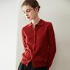 Women's 100% Cashmere Polo Collar Cardigan - Solid Color Knitwear with Pockets