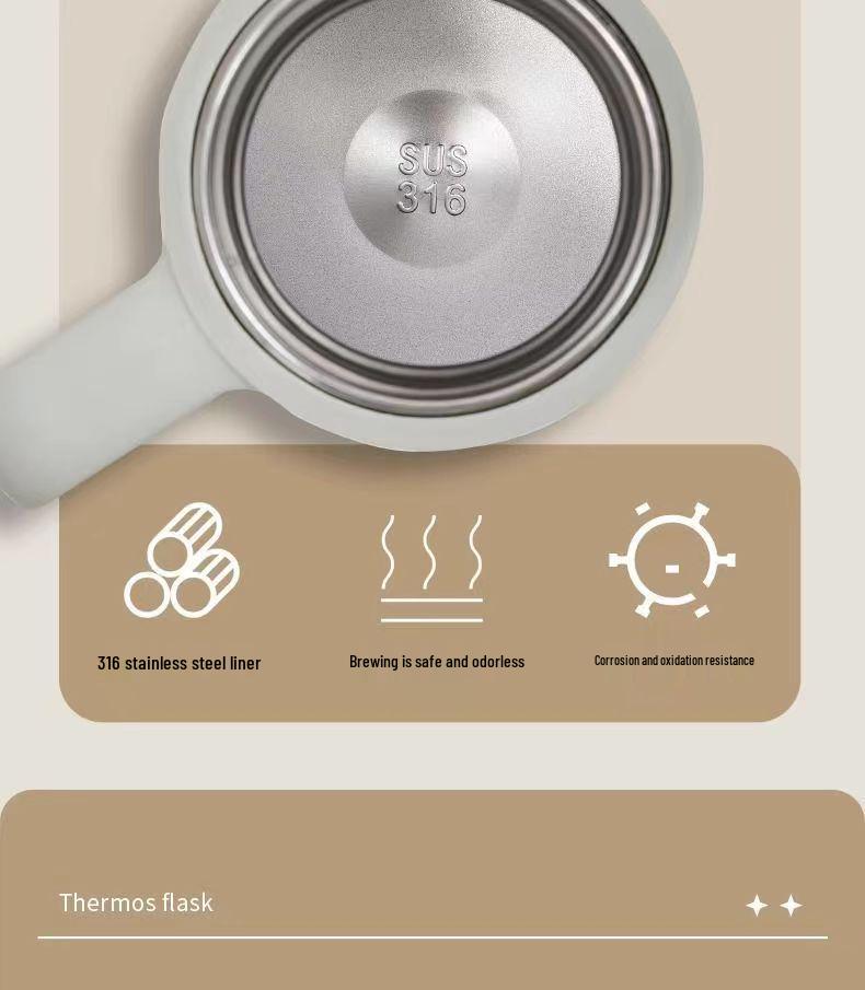 316 Stainless Steel Office Thermos Mug with Handle for Tea Separation, Suitable for Men and Women