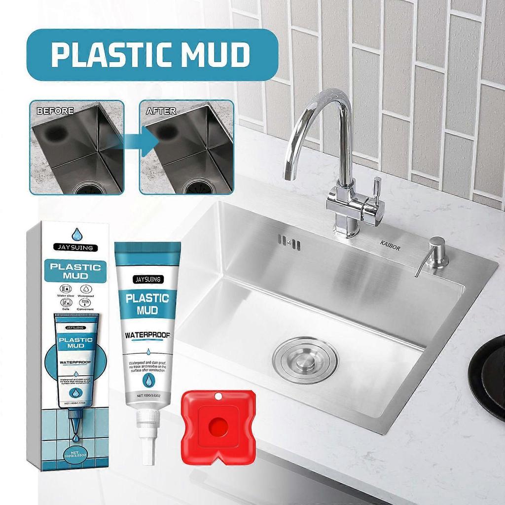 Toilet edge sealing plastic steel mud bathroom toilet wall floor tile gap repair agent 100g + scraper