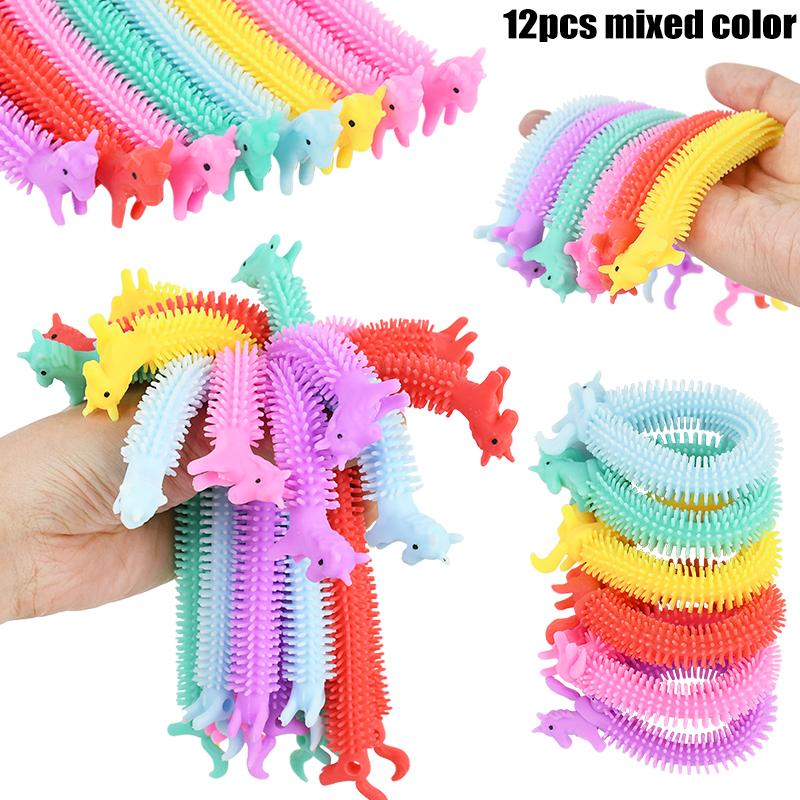 6/12Pcs Unicorn Elastic String Bracelets Sensory Fidget Toy Kids Birthday Party Favors Gift Goodie Bag Pinata Filler Anti-Stress