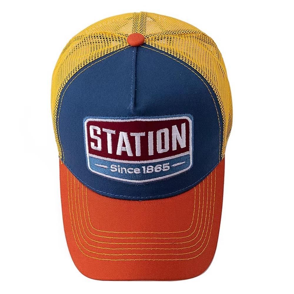 Classic Adjustable Baseball Cap Mesh Breathable Hip Hop Hat STATION Letter Pattern Embroidered Trucker Hat Men and Women