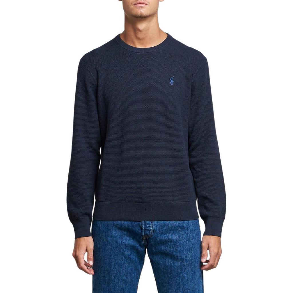 Polo Ralph Lauren Embroidered Crew Neck Long Sleeve Sweater Men Sweater Navy-Blue MNPOSWE16821530-410