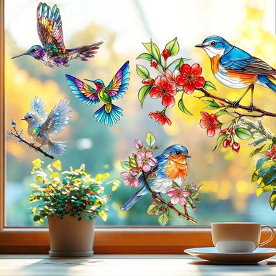 Painted Glass Wind Bird Static Sticker Pattern for Bedroom Balcony Window Decoration