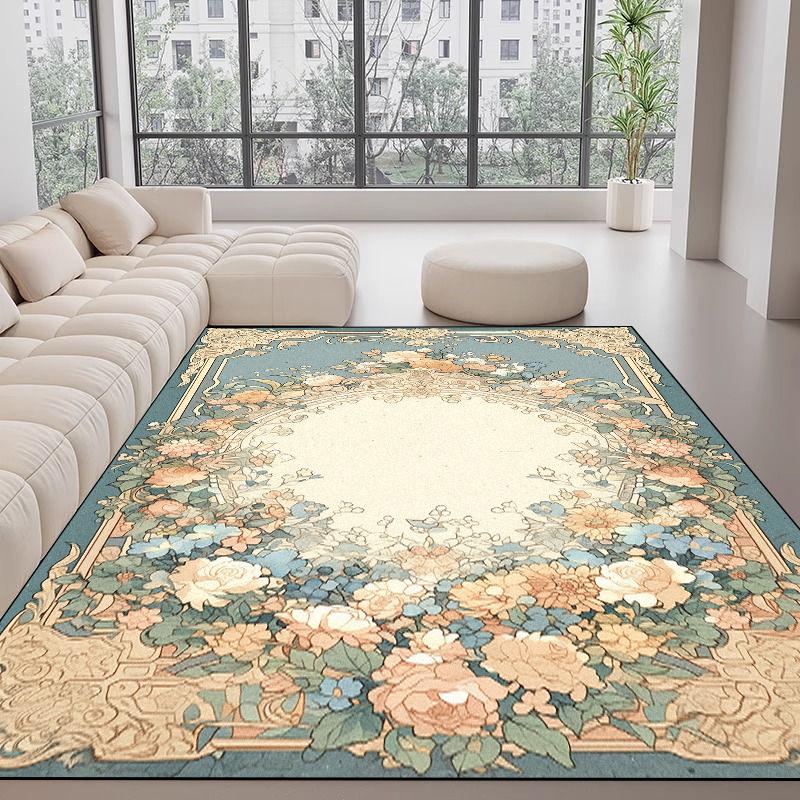 

Light Luxury European Style Carpets Living Room Decoration Flower Carpet Parlour Sofa Area Floor Mat Bedroom Cloakroom Soft Rug 60cm x 90cm