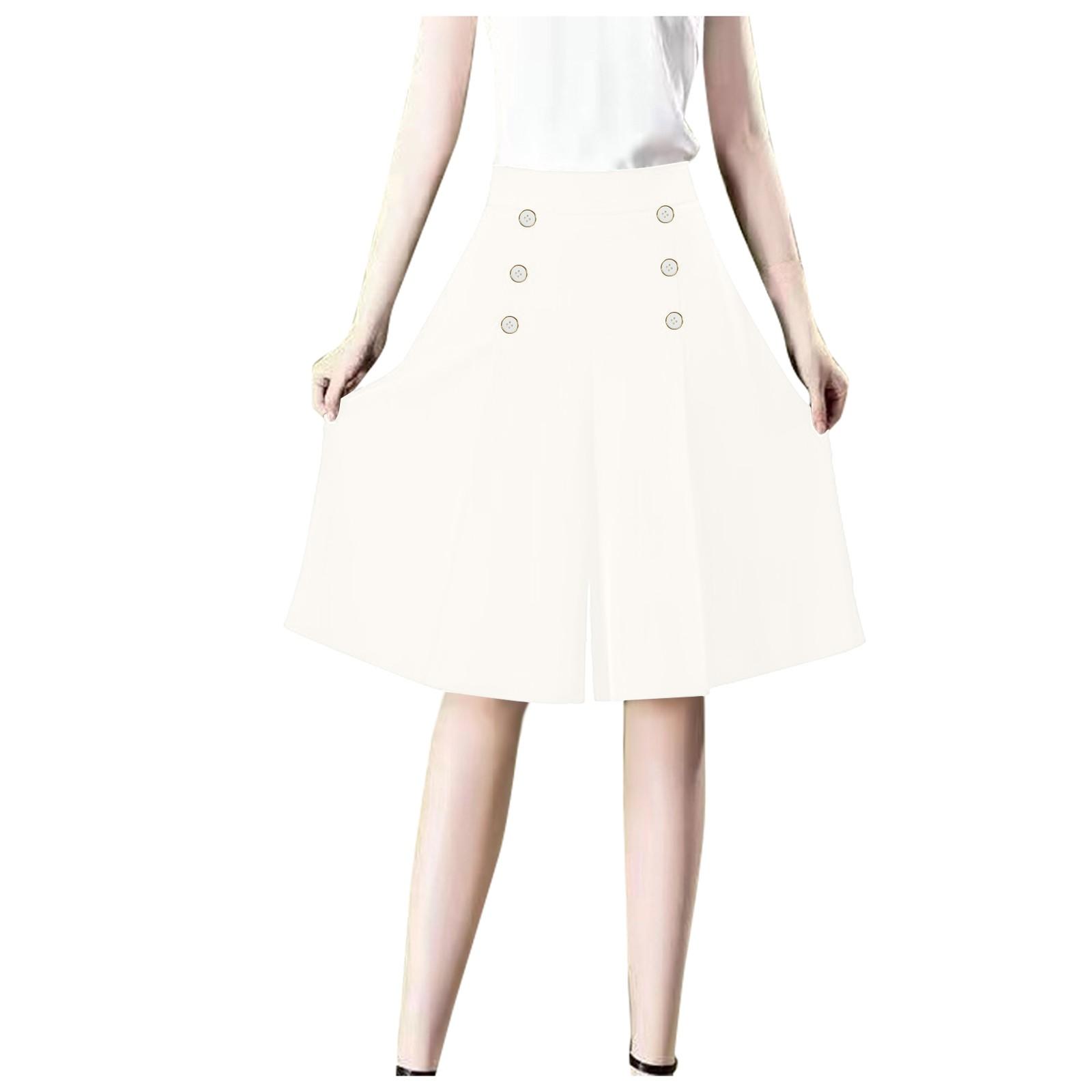 

Women s Elastic Waist Solid Color Casual Wide Leg Shorts Slim Fit Sports Women s Pants XL білий