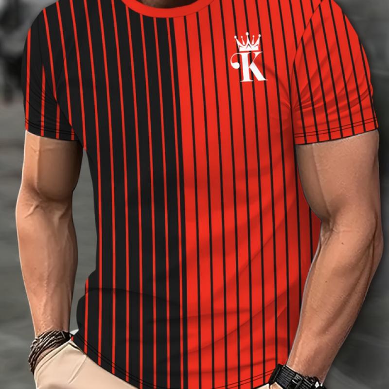 New Summer Men's Fashion T-shirt Different Colors On Both Sides Printed Men's T-shirt Top