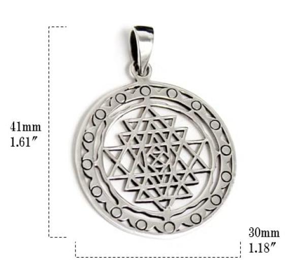 Yantra, Indian Hinduism, Amulet, Divine Geometry, Pendant Top, Silver