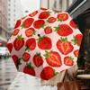 1pc strawberry pattern Automatic Folding Umbrella, Heavy Duty 8 Rib Iron Frame,  Suitable for Travel, Daily Use, Birthday, Decor Gift m0104005