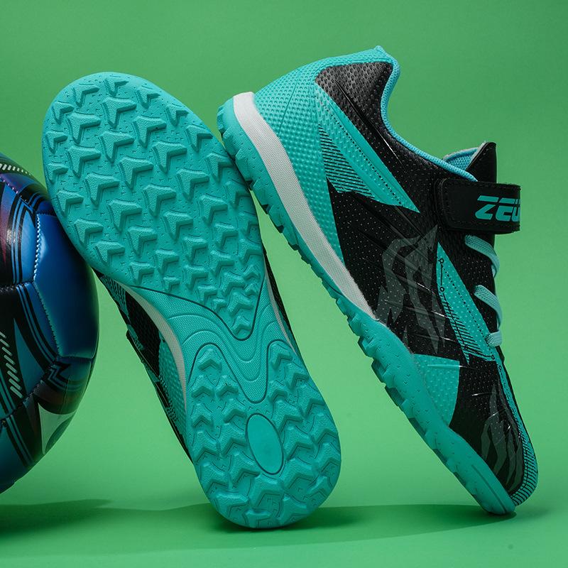 Children's Football Shoes Velcro Boys and Girls Tf Broken Nails Artificial Turf Non-slip Teen Student Training Shoes