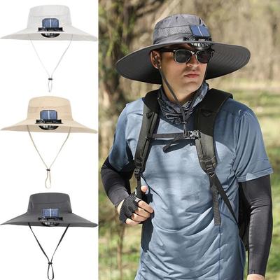 Breathable Solar Fan Hat UV Protection Fishing Bucket Hat Sun Hat with Fan  Outdoor Travel