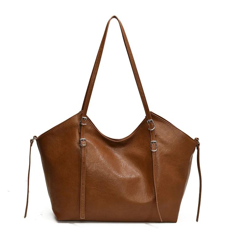 High Capacity PU Casual Bags for Ladies  Shoulder Hasp Bags  Zipper Interior Pocket  Versatile  High Quality