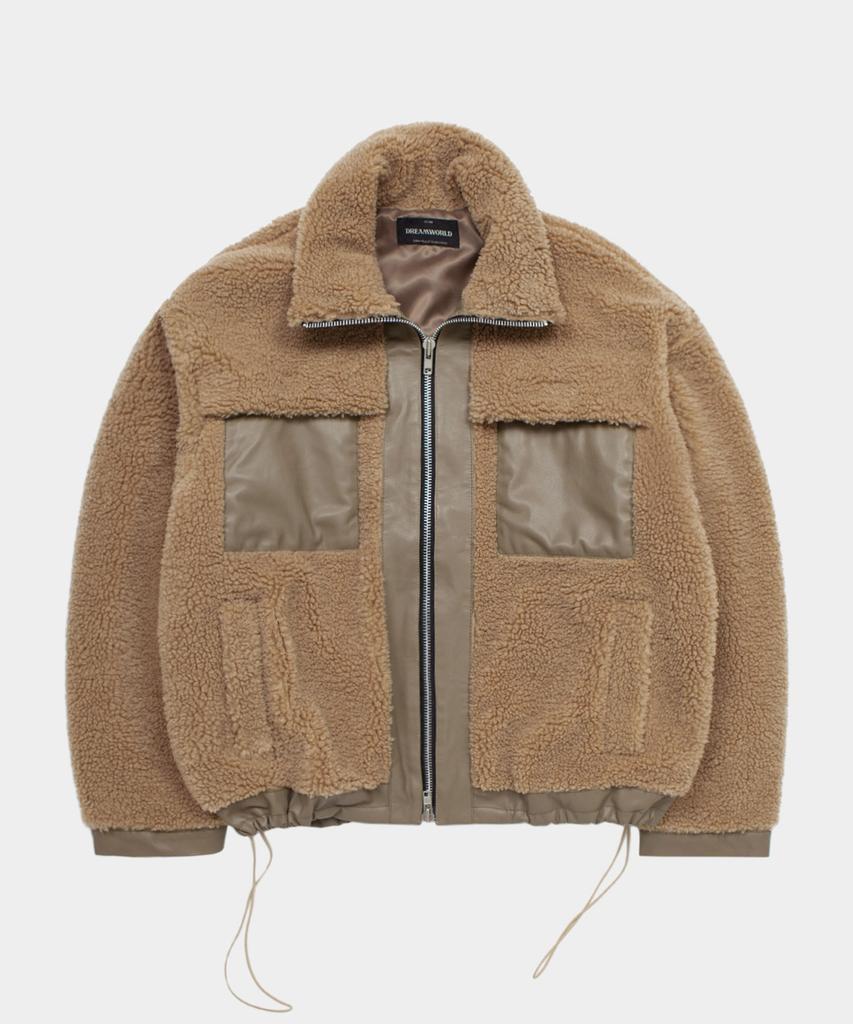Dreamworld Shearling Half Zip Jumper (Beige)