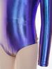 Kids Halloween Alien Leotard Metallic Long Sleeve Cutout Back Bodysuit for Dance Gymnastics Theme Party Performance
