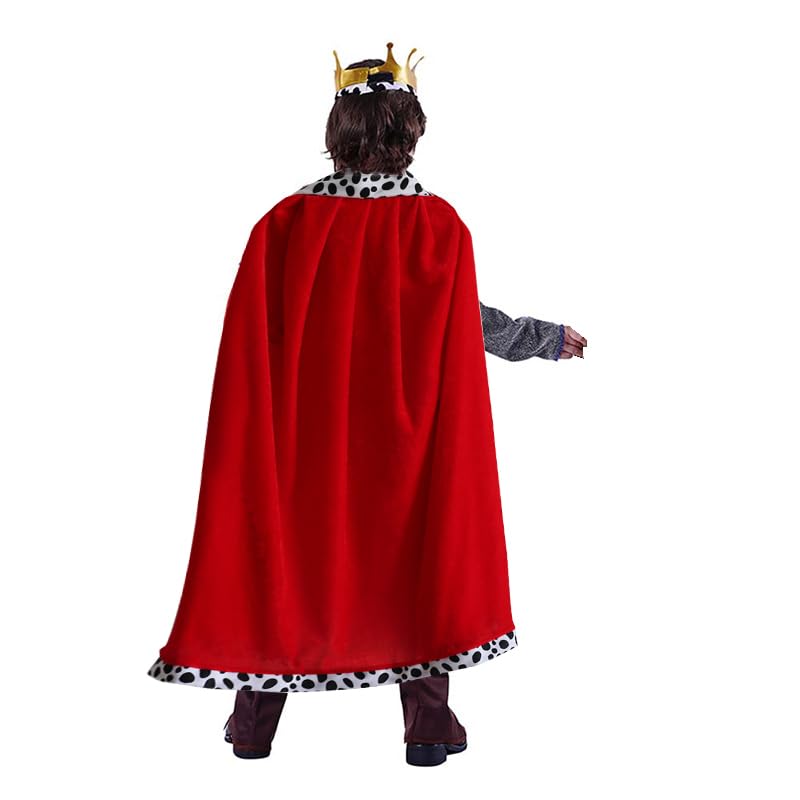 FakeFace King Costume Includes Crown and Prince Cosplay Costume with Red Perfect for Stage Cultural and Events Kids' Set, Cape, 2-Piece Set, Costume,