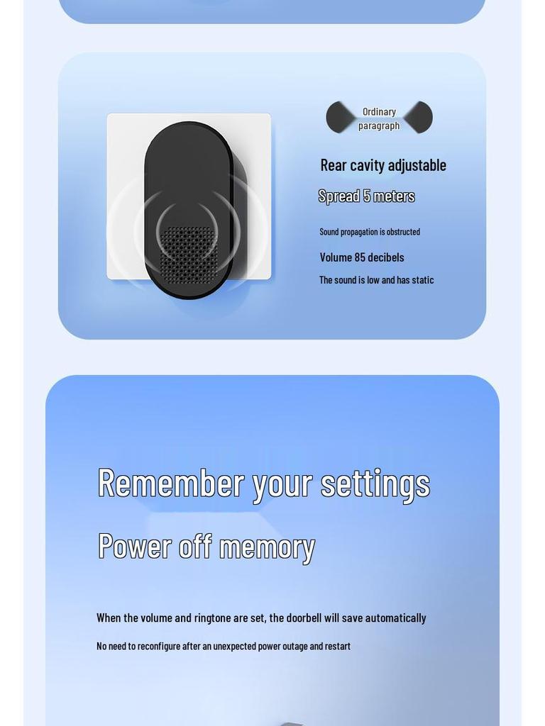 Wireless Doorbell with 38 Ringtones & Loud Volume, Long-Range Wall Penetration, Ideal for Homes & Elderly Call Button.