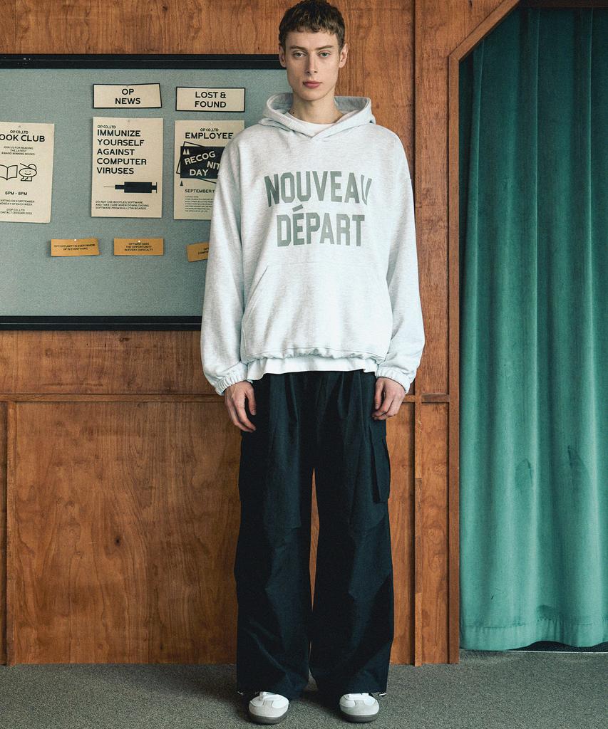 NODU Cargo Tuck Drawstring Wide-Leg Pants [Black]