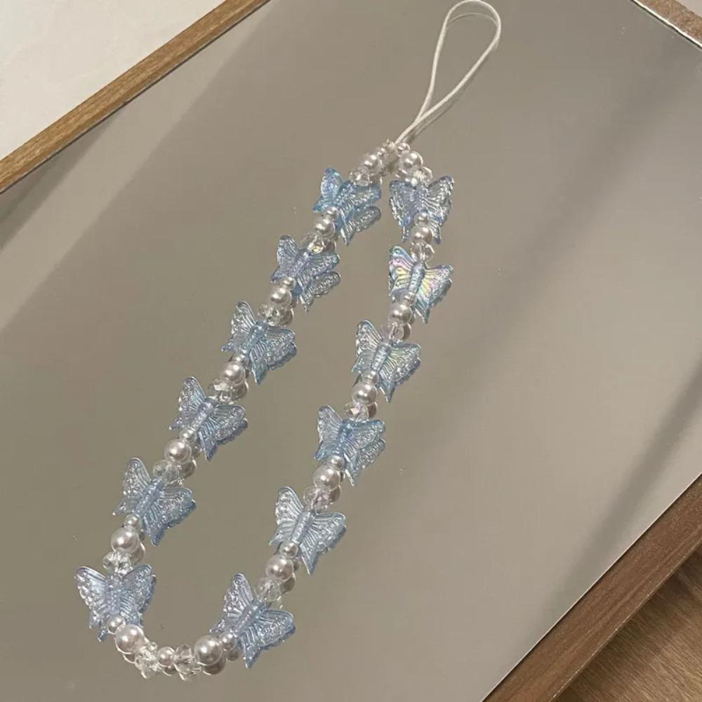 Butterfly Beaded Butterfly Cellphone Lanyard Anti-lost Butterfly Mobile Phone Chain  Pendant