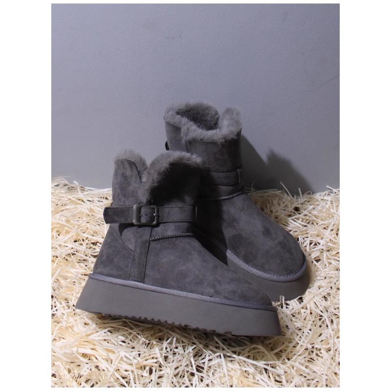 

женские серые сноубутсы на толстой подошве, новая модель осень-зима 2025, универсальные бархатные утепленные хлопковые сапоги с интегрированным мехом 40
