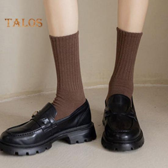 5 Pairs Women Socks Mid-tube No Odor Thick Warm Solid Color High Elasticity Anti-slip Sweat-absorption Anti-shrink Sports Winter Socks