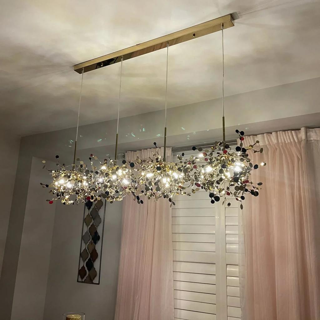 Modern Restaurant Chandelier Stainless Steel Lighting Fixtures Luxury LED Chandelier Coffee Shop Decoration Home Appliance