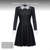 Vestito di Mercoledì Addams, Costume Cosplay Nero Scuro, Abito a Manica Lunga per Festa di Halloween M