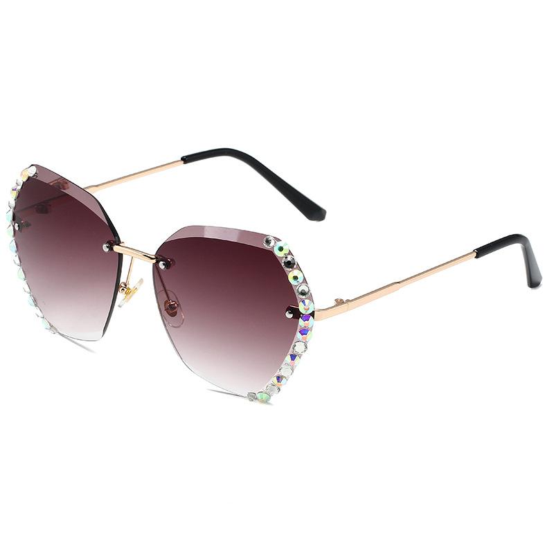 Vintage Fashion Oversized Rimless Sunglasses Women Luxury Brand Design Sexy Diamond Square Sun Glasses For Female