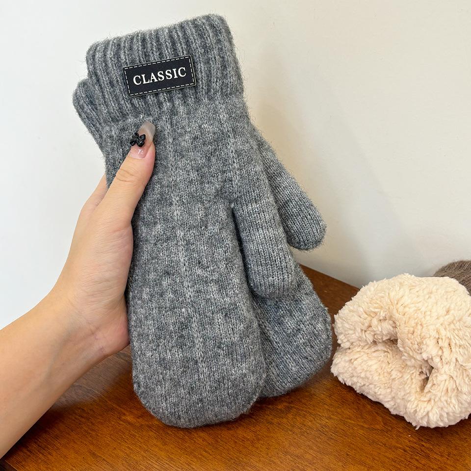 

Мужские ветрозащитные вязаные теплые перчатки Double layer fleece thickened