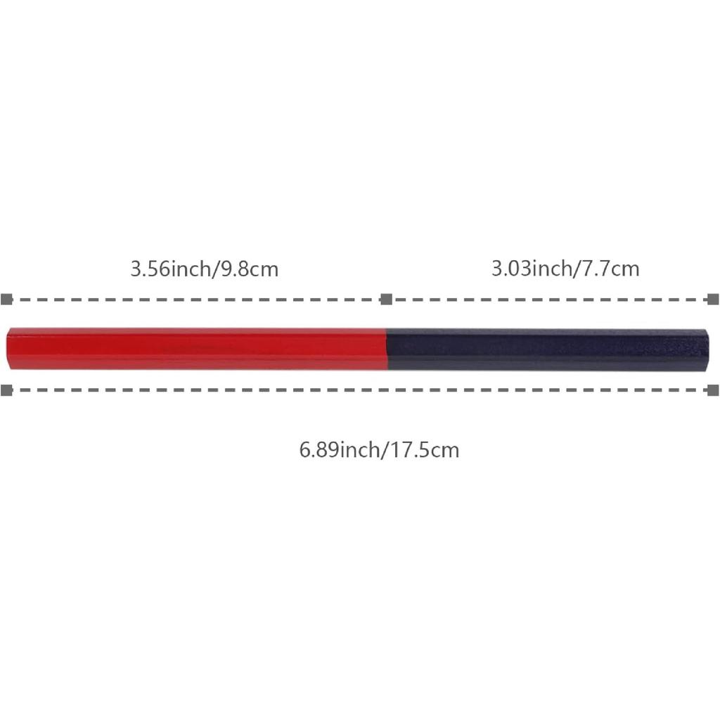 12 Pcs Erasable Dual Colored Pencils Red and Blue Hexagonal Precision Marking Checking Pencils for Woodworking Homework Drawing Lines Dual Color