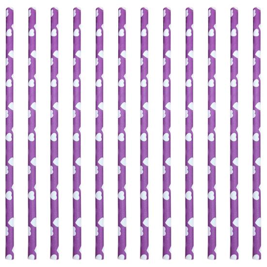 100Pcs Disposable Paper Straws Food Grade BPA Free Rich Color Holiday Party Heart Dot Print Drinking Water Straws