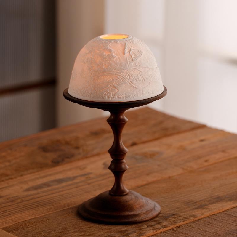 Rustic Solid Wood Candlestick Holder Vintage Table Candle Stand for Bedroom Living Room Wedding Decor
